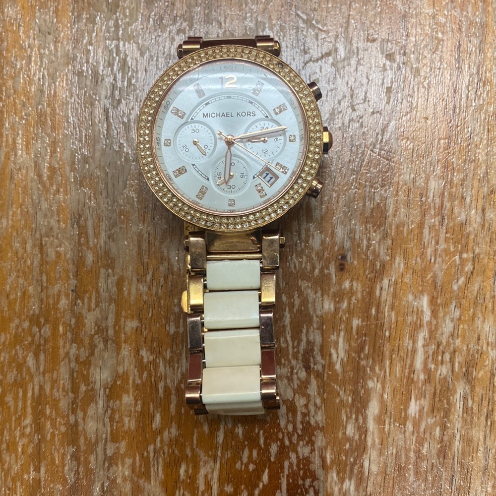 White and gold Michael Kors watch